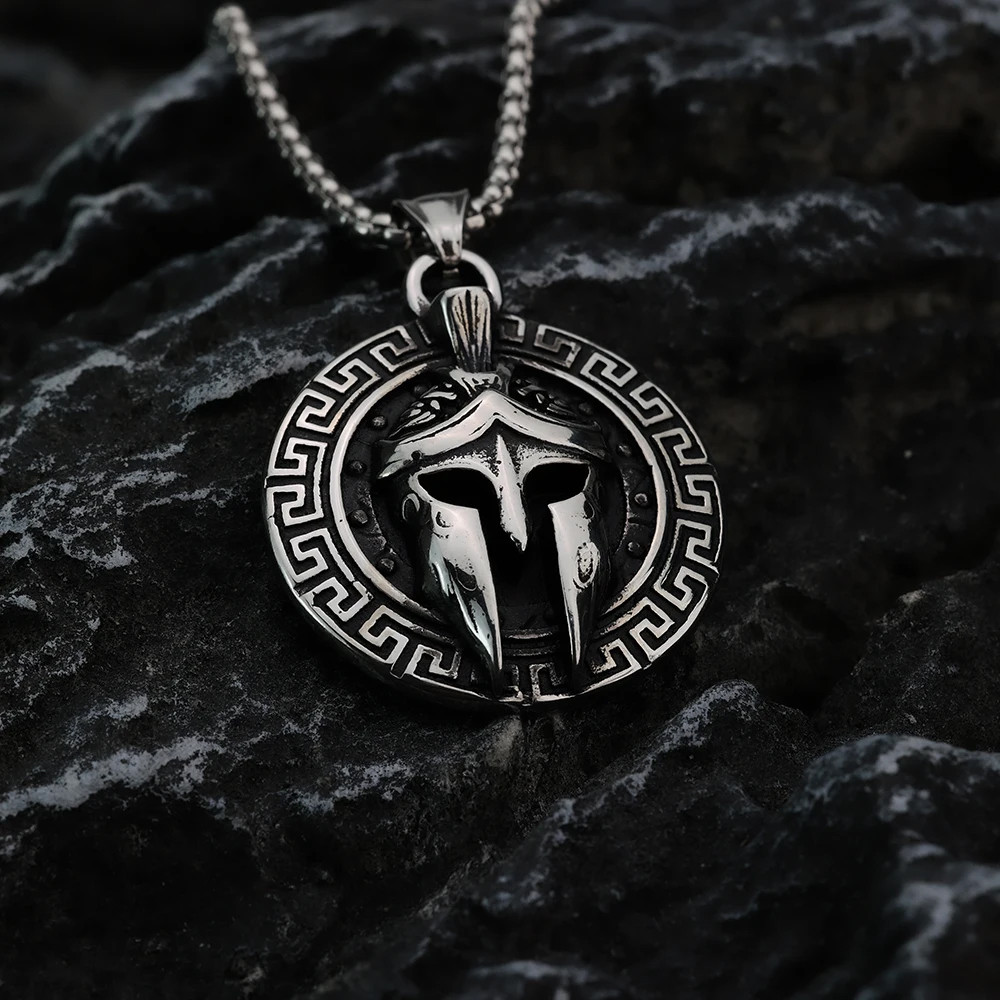 Чоловічий кулон підвіска з ланцюжком PAX LEGION на шию з медичної сталі під срібло зі Шоломом Спартанця