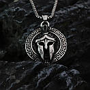 Чоловічий кулон підвіска з ланцюжком PAX LEGION на шию з медичної сталі під срібло зі Шоломом Спартанця, фото 4
