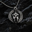 Чоловічий кулон підвіска з ланцюжком PAX LEGION на шию з медичної сталі під срібло зі Шоломом Спартанця, фото 5