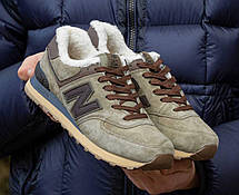 Зимові кросівки New Balance 574 Winter Brown Унісекс Нью Беланс 574 коричневі замша з хутром зима, фото 4