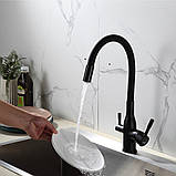 Змішувач для кухні під фільтр Frap F4396-6 з гнучким виливом, фото 2