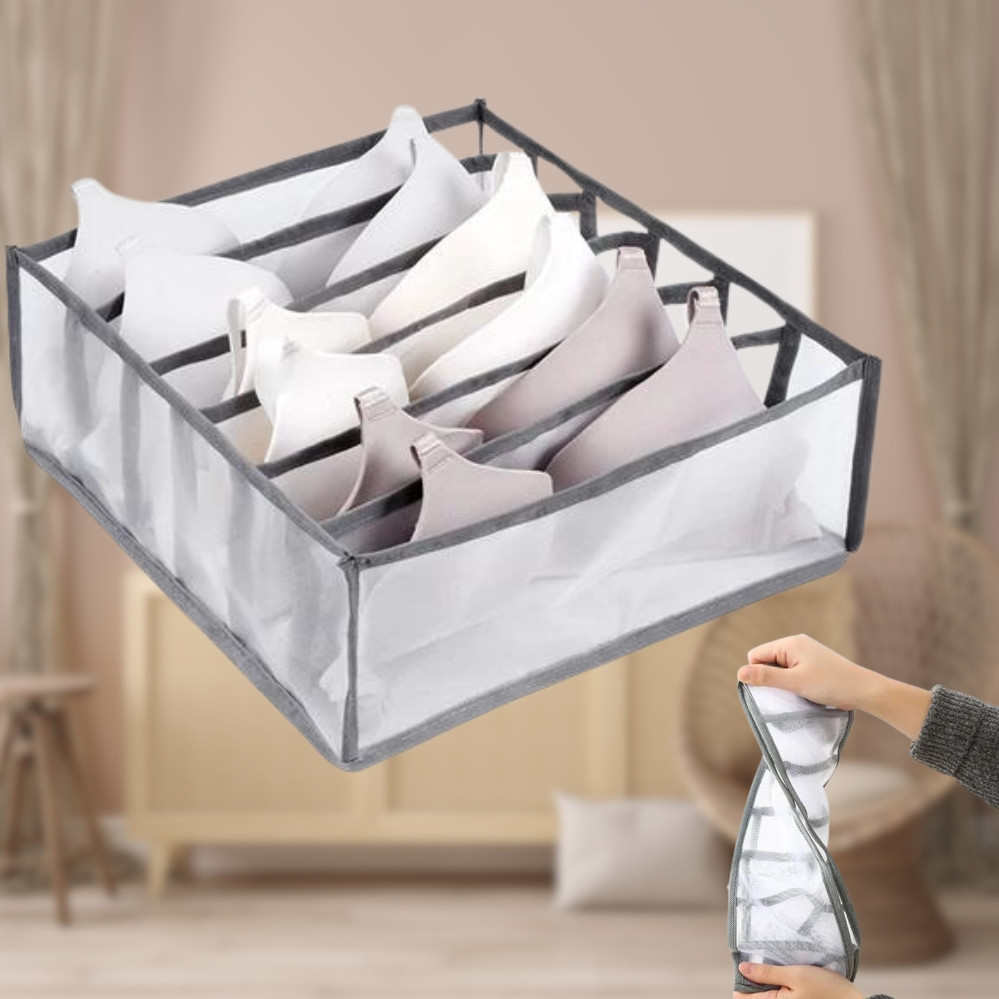 Органайзер для зберігання нижньої білизни та шкарпеток на 6 секцій сітчастий прозорий роздільник, фото 1