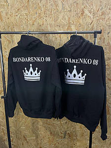 Худі з принтом прізвища та номера кенгуру з легким начісом LUX осінь-зима Парний одяг