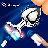 Сталева смарт  анальна пробка, що світиться Magic Motion Equinox USB з Д/К  - 8,2*3,4 см — Анальні іграшки, фото 3