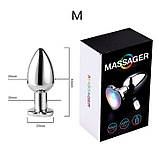 Сталева смарт  анальна пробка, що світиться Magic Motion Equinox USB з Д/К  - 8,2*3,4 см — Анальні іграшки, фото 4