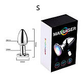 Сталева смарт анальна пробка, що світиться Magic Motion Equinox USB з Д/К - 7,2*2,8 см — Анальні іграшки, фото 2