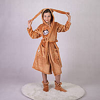 Халат дитячий махровий із вушками + чобітки Зайка на запах 36-42р.