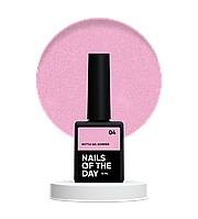 Nails Of The Day Bottle gel shimmer №04 сверхпрочный розовый гель с серебряным шимером, 10 мл