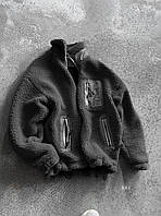 Мужской бомбер плюшевый (графит) красивая молодежная пушистая курточка на молнии sBB2 L