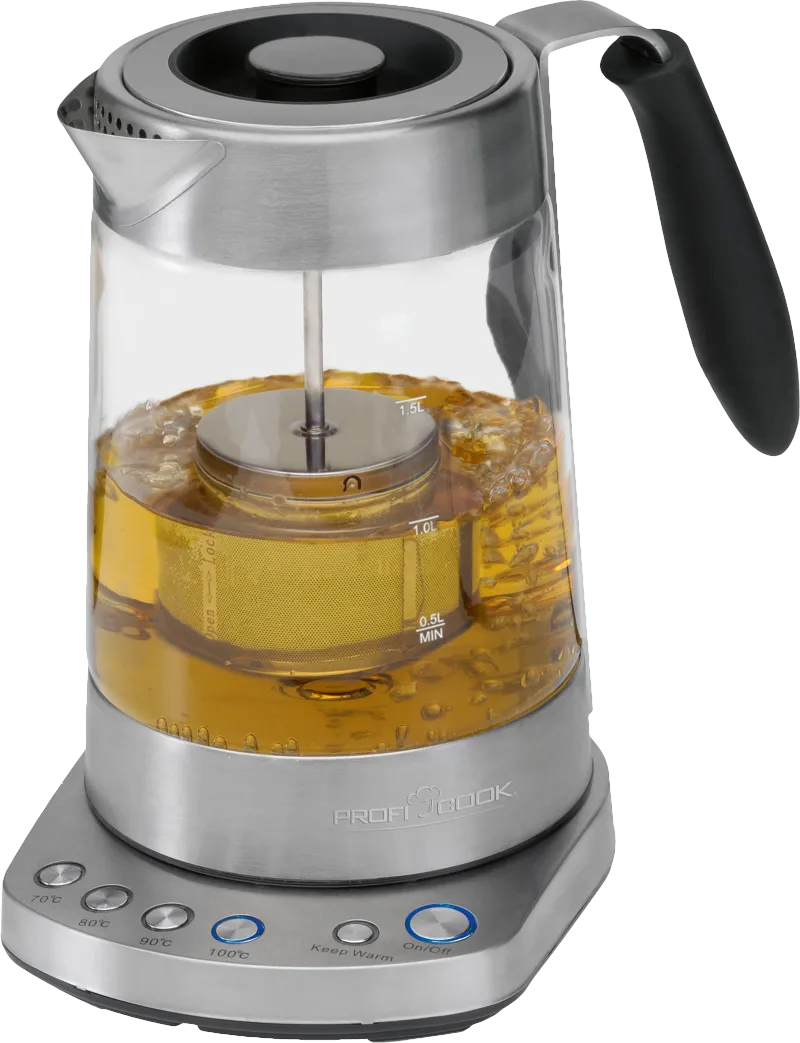 Електричний чайник PROFI COOK PC-WKS 1020G 1,7 л електрочайник-заварник скляний з регулюванням температури