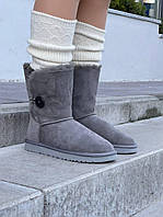 Сірі замшеві жіночі Уггі UGG Bailey Button Grey