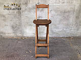 Складний дерев'яний високий стілець зі спинкою для кафе барів балконі з натурального дерева Вільха 75 см, фото 6