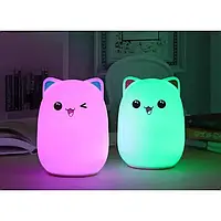 Ночной светильник силиконовый Котик Sleep Lamp, 7 режимов цветов