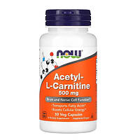 Ацетил L-карнитин Now Foods, 500 мг, 50 капсул. Acetyl-L-Carnitine