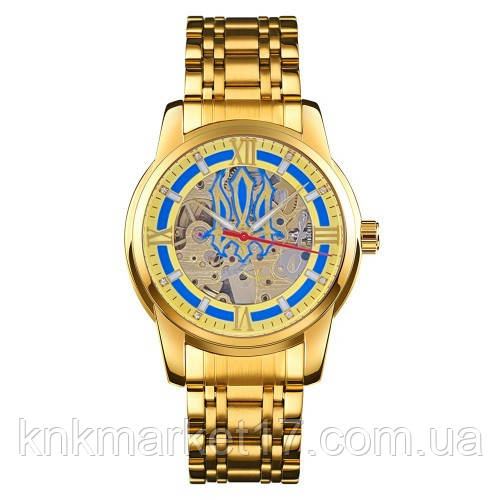 Годинник наручний Patriot 025 Sharp Gold-Blue механiчний з автопідзаводом, фото 1