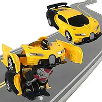 Машинка трансформер bugatti robot car size, желтая