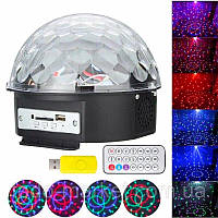 Музыкальный диско шар с bluetooth + USB + пульт , цветомузыка для дома, светодиодный диско-шар