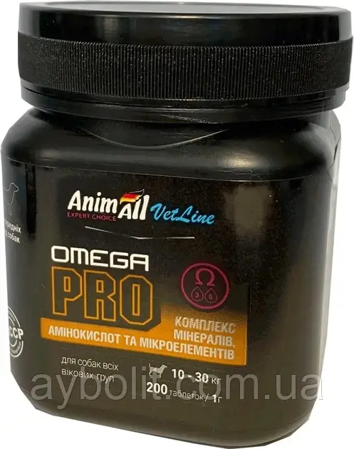 Вітамінна домішка AnimAll VetLine Omega PRO для середніх порід собак 1 г х 200 т. (4820150205461)