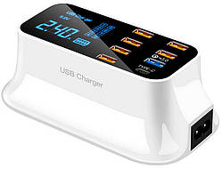 Мережевий зарядний пристрій Quick Charge 3.0 Wisdom YC-CDA19Q 8 портів ( 6xUSB 2.0/1xUSB 3.0/1xType-C ) White