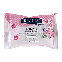 Влажные салфетки REVUELE INTIMATE с молочной кислотой для чувствительной кожи, 20 шт