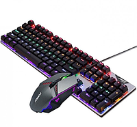 Игровой комплект клавиатура механическая с оптической мышкой FOREV Q609, Проводная клавитура с RGB подсветкой