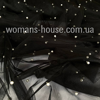Сітка з перлами стрейч Чорний