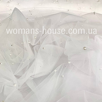 Сітка з перлами стрейч Білий