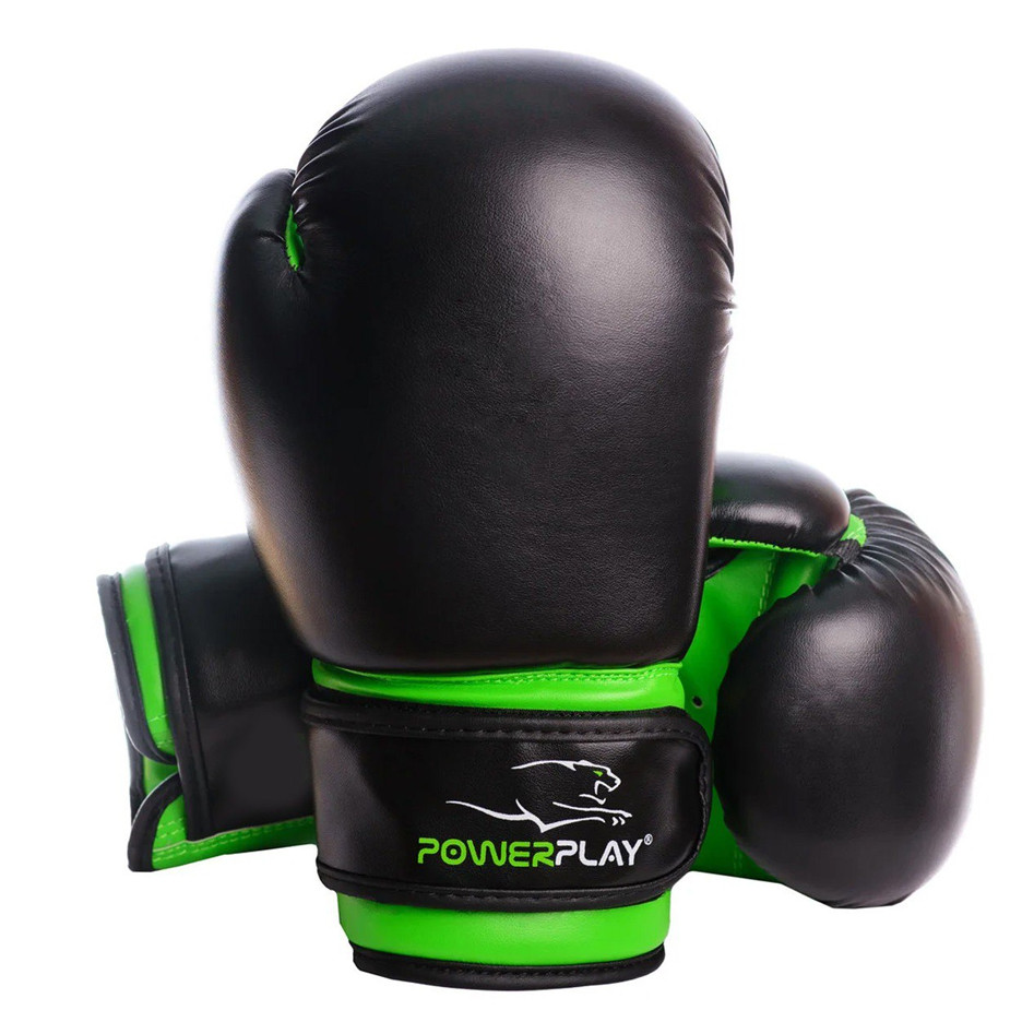 Боксерські рукавиці PowerPlay 3004 JR Classic Чорно-Зелені 6 унцій