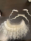 Борода та вуса, брови Діда Мороза реалістичні білі — накладка на сітці сивого кольору, фото 7