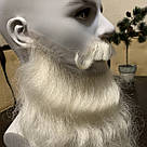 Борода та вуса Діда Мороза реалістичні білі — накладка на сітці сивого кольору, фото 2