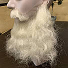 Борода та вуса Діда Мороза реалістичні білі — накладка на сітці сивого кольору, фото 6