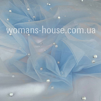 Сітка з перлами стрейч Блакитний