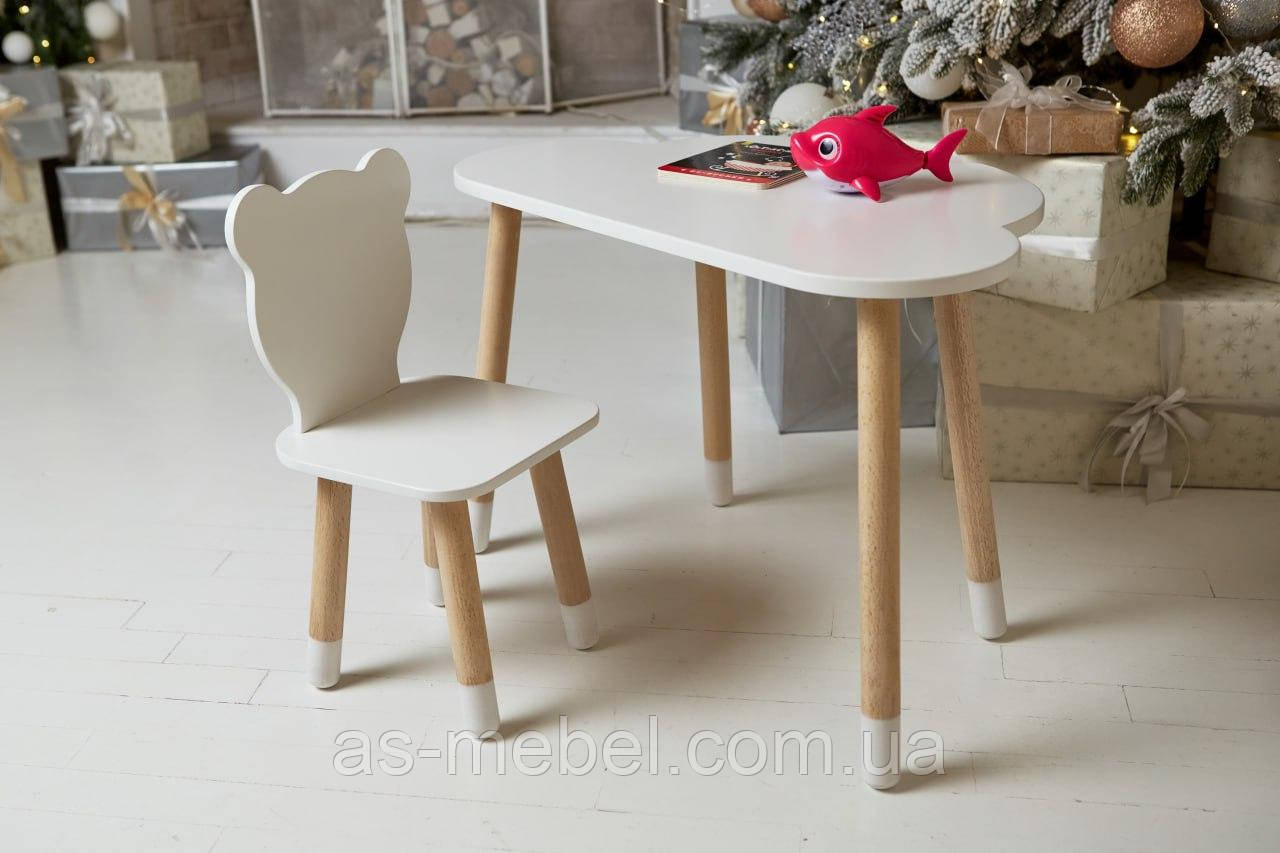 Дитячий столик хмарка і стільчик ведмедик білий, фото 1