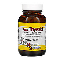 Natural Sources, Raw Thyroid, натуральный концентрат щитовидной железы, 90 капсул