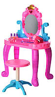 Детский туалетный косметический столик-трюмо со стульчиком 661-39, свет, музыка, фен, 13 предметов