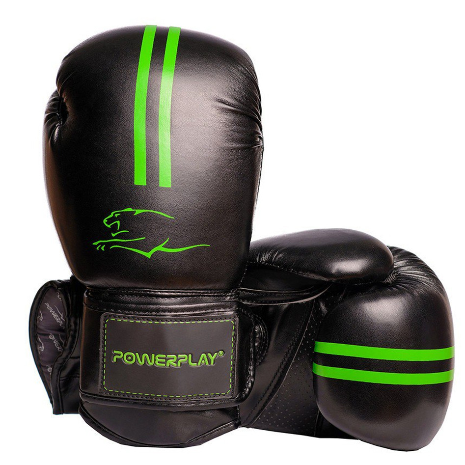 Боксерські рукавиці PowerPlay 3016 Contender Чорно-Зелені 16 унцій