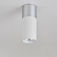 Потолочный точечный светильник под лампу GU 5.3 накладной бело-серебристого цвета Sirius RT553 WT+SSV