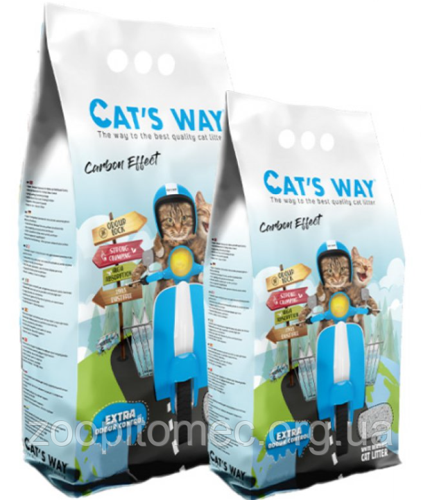 Комфортний наповнювач Кетс Вей (Cats Way Active Carbon) без аромату з вугіллям для котячого туалету, 5 л, фото 1