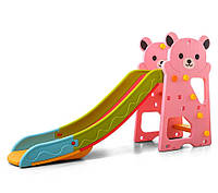 Детская игровая горка 40502, "Медвежонок", 190*40*110 см, розовая