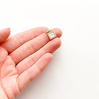 Підвіска металева Духи зі стразами 11*9 мм Білі