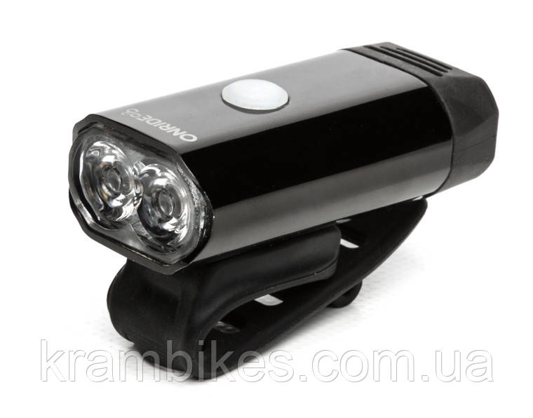 Фара передня велосипедна Onride Glow USB чорна 400 lm 1050 mAh, фото 1