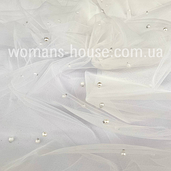 Сітка з перлами стрейч Молоко