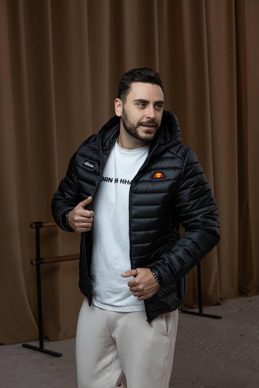 Чоловіча куртка Ellesse весняна осіння до 0*С чорна Вітровка Еліс стьобана демісезонна