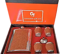 Фляга Подарочный набор GT - 18-3 *6 предметов* (фляга, рюмки, лейка)