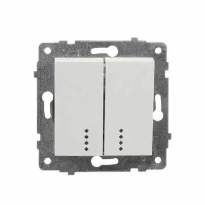 Механізм вимикача Horoz GRANO 2 кл з підсвіткою білий 600-000201-203, фото 1