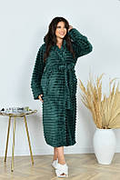 Шикарний довгий жіночий махровий халат смарагдового кольору, розмір 42-54