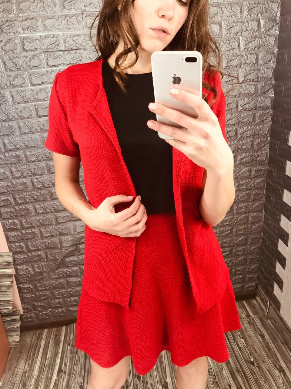 Костюм спідниця клеш та піджак з коротким рукавом, фото 1