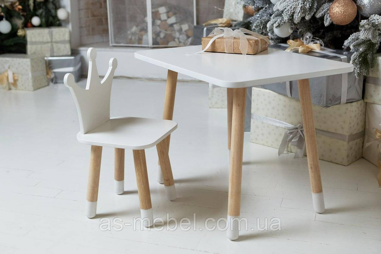 Дитячий столик прямокутний і стільчик корона біла, фото 1