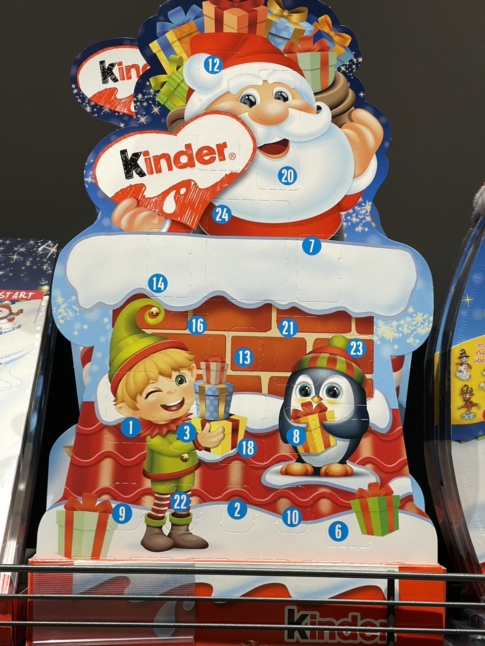 Новорічний Адвент Календар Kinder Хатинка/Дід 24віконця 203грм - фото 1 - id-p2003237154