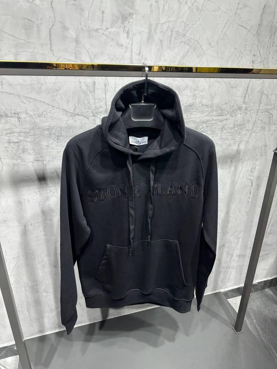 Чоловіча кофта худі Stone Island CK7076 чорний S, M, фото 1